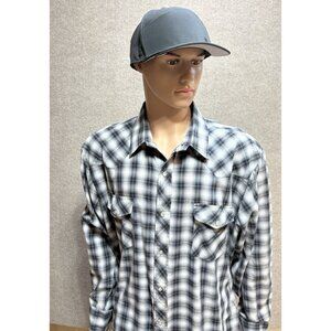 Roper Shirt Mens Long Sleeve XXL Black White Plaid Pearl Snap Western Cowboy